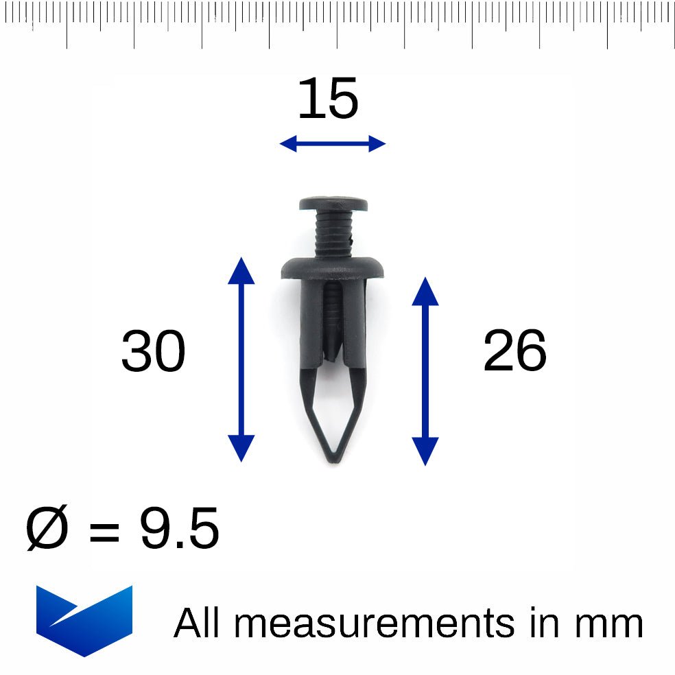 Screw Fit Clip, 9.5mm Hole, Black - image 2