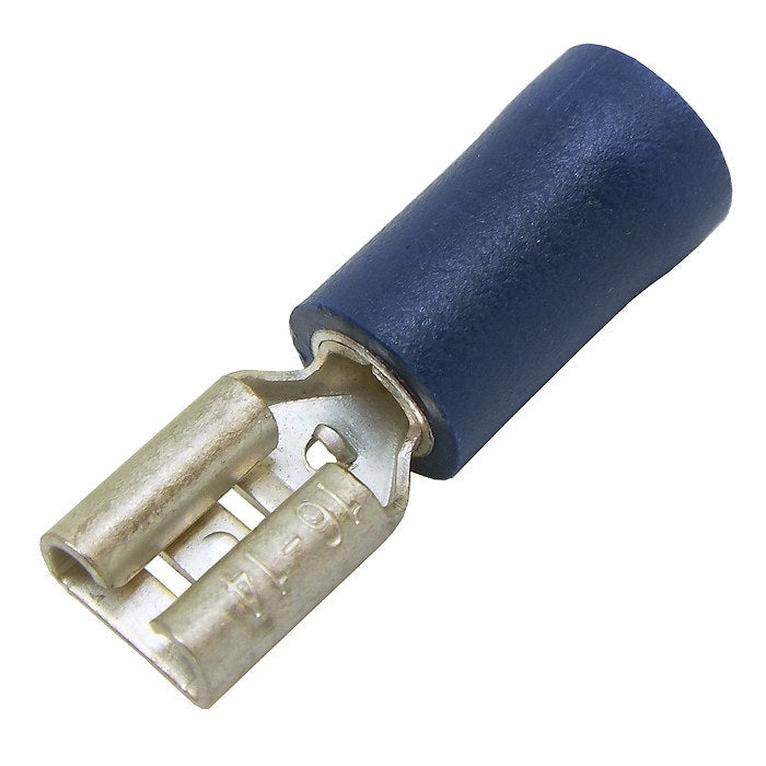 Blue 6.3mm Female Push-on Pre-Ins.Terminal - 100pk