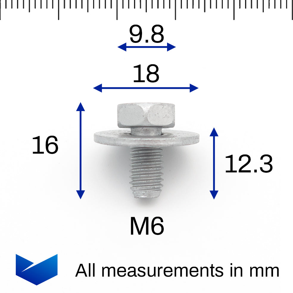 Metal Hex Head Bolt, M6x12, With Captive Washer - image 2