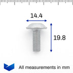 Metal Torx Head Screw, M6 x 20mm, Silver - image 2