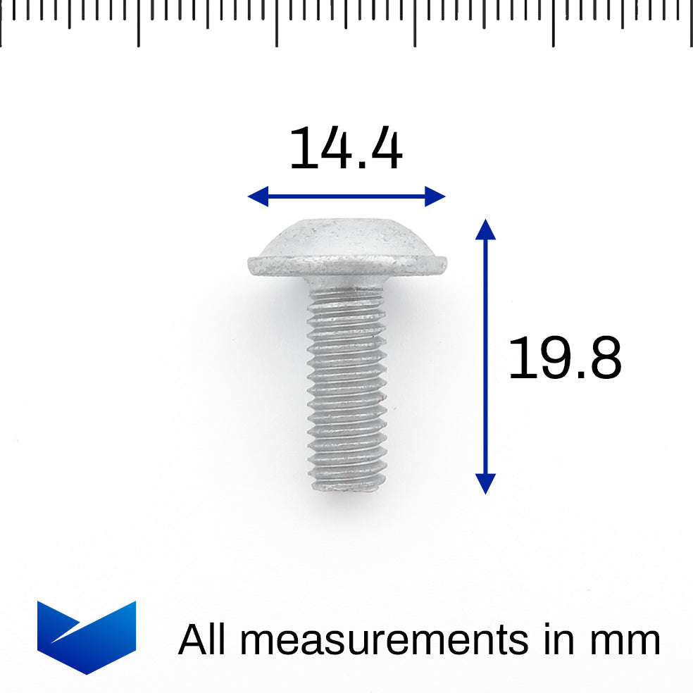 Metal Torx Head Screw, M6 x 20mm, Silver - image 2