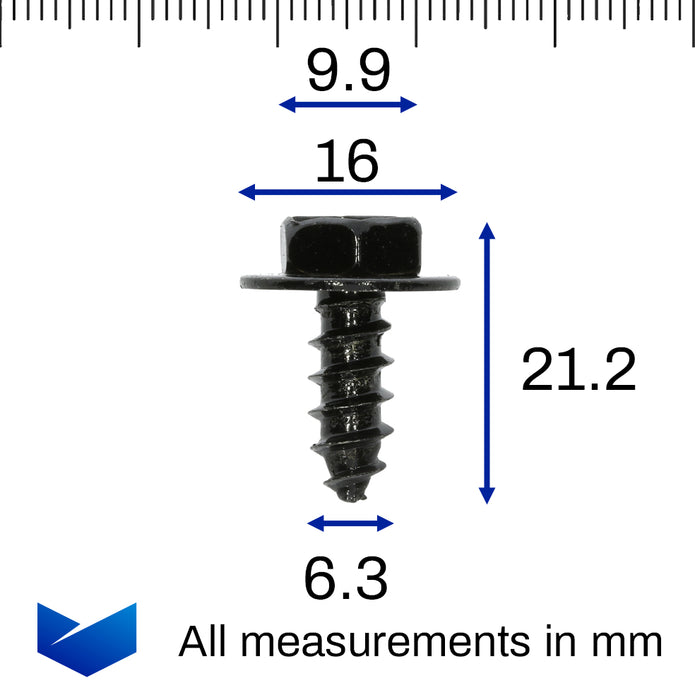 Body Bolt with Washer, Metal, 10mm - image 2