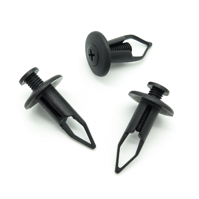 Screw Fit Plastic Rivet, 9mm Hole, 20mm Collar, Black