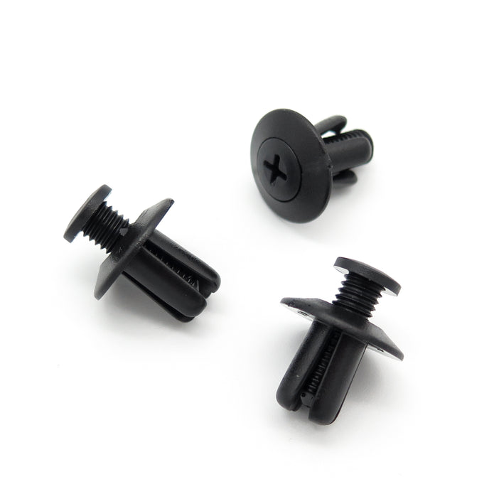 Screw Fit Plastic Rivet, 8mm Hole, 18mm Collar, Black