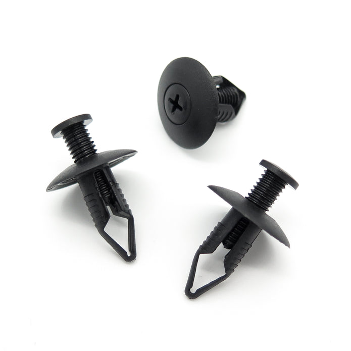 Screw Fit Plastic Rivet, 8mm Hole, 22mm Collar, Black