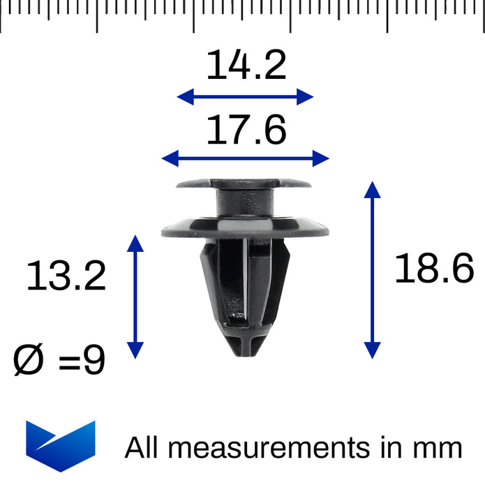 Interior Trim Clip, Black, With Crescent Head - image 2