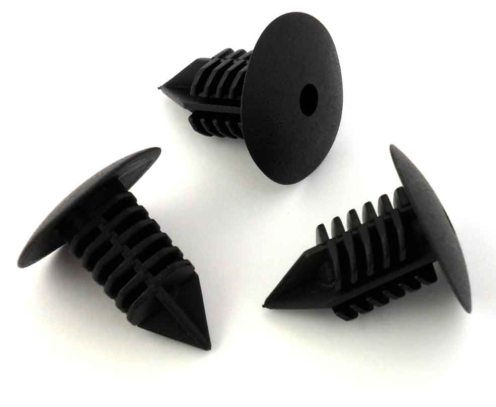 Fir Tree Clip, 10-11mm Hole, 23mm Head, Black