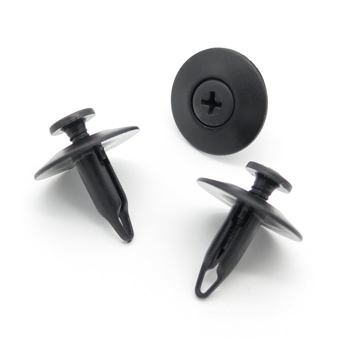 Screw Fit Plastic Rivet, 6.5mm Hole, 22mm Collar, Black
