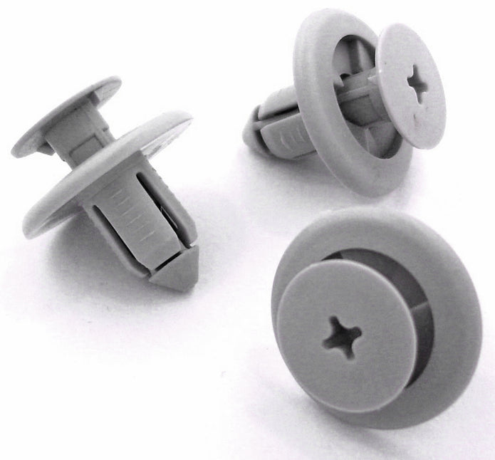 Push Fit Plastic Rivet, 8mm Hole, 20mm Collar, Grey, Easy Release