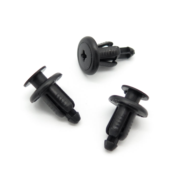 Push Fit Plastic Rivet, 6.5mm Hole, 12mm Collar, Black, Easy Release