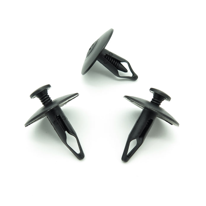 Screw Fit Plastic Rivet, 6mm Hole, 25mm Collar, Black