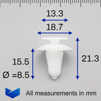 Interior Trim Panel Clip, White - image 2