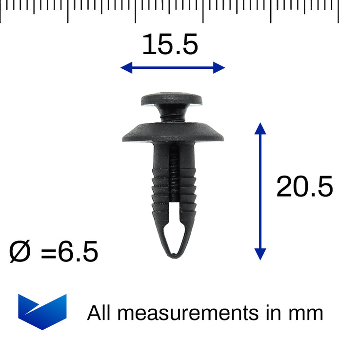 Screw Fit Plastic Rivet, 6.5mm Hole, 16mm Collar, Black - image 2