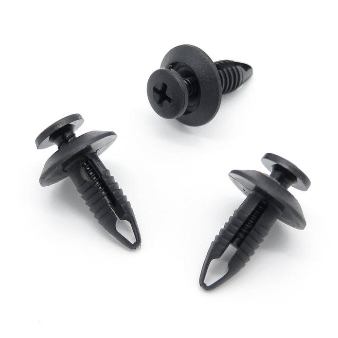 Screw Fit Plastic Rivet, 6.5mm Hole, 16mm Collar, Black