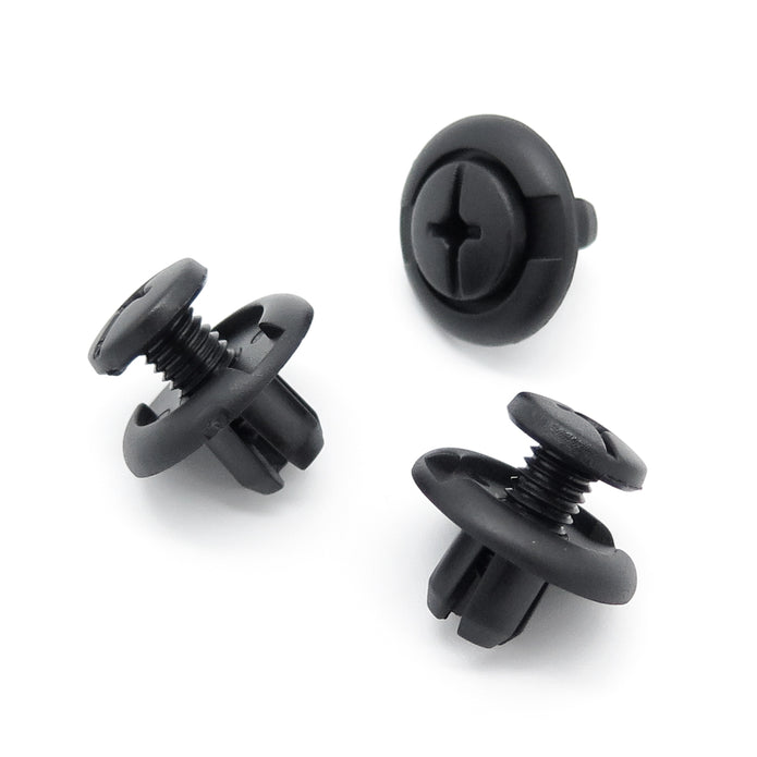 Screw Fit Plastic Rivet, 8mm Hole, 20mm Collar, Black, Type A