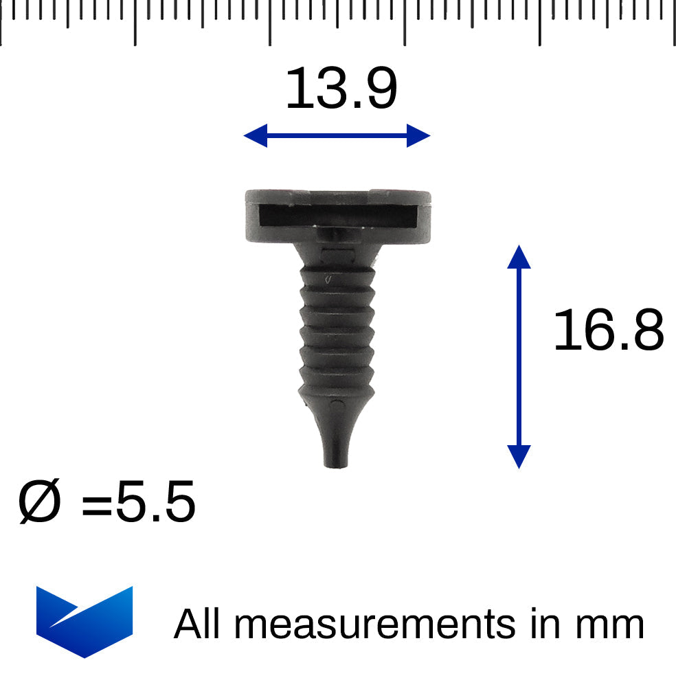 Interior Door Card & Trim Panel Clip, Ribbed Shaft - image 2