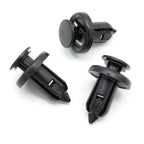 Push Fit Plastic Rivet, 10mm Hole, 20mm Collar, Metal Insert- Long, Black
