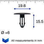 Insert Clip, 6mm Hole, Black - image 2