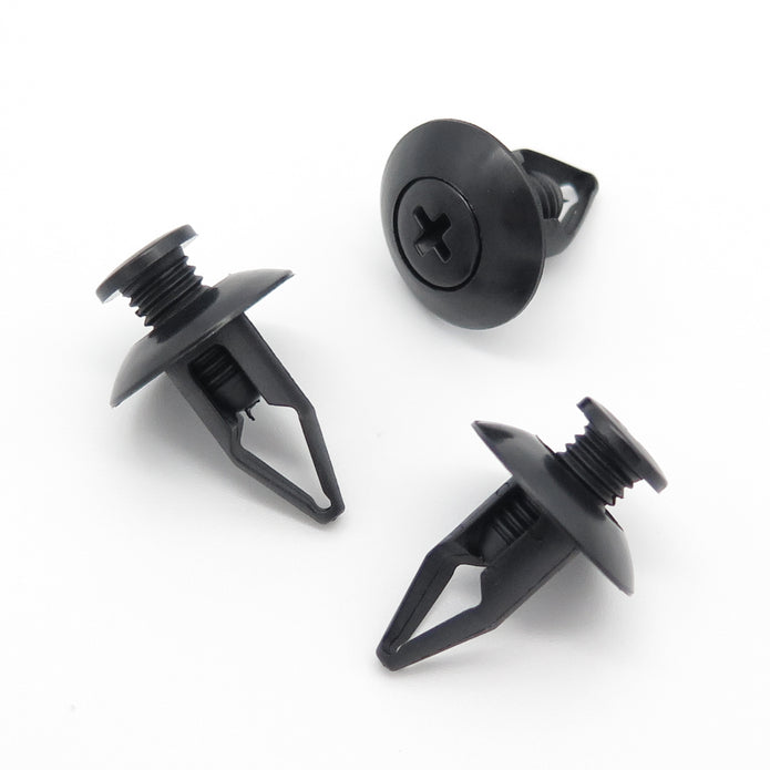 Screw Fit Plastic Rivet, 8mm Hole, 19mm Collar, Black