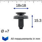 Push Fit Plastic Rivet, 7mm Hole, Black - image 2