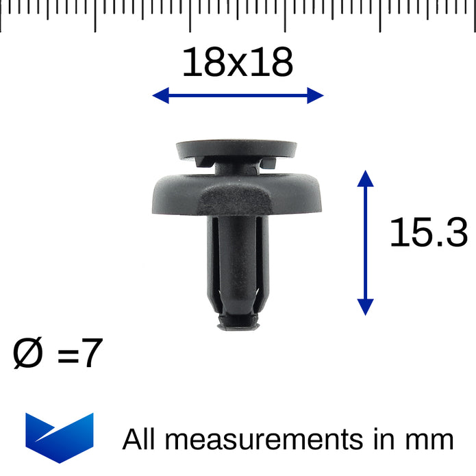 Push Fit Plastic Rivet, 7mm Hole, Black - image 2