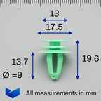 Interior Trim Clip, Green - image 2