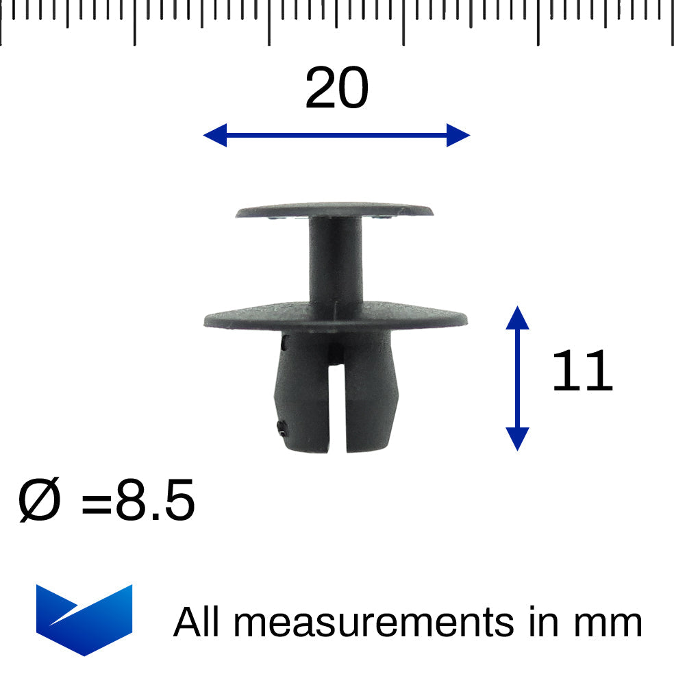 Push Fit Plastic Rivet, Shallow Fit, 8mm - image 2