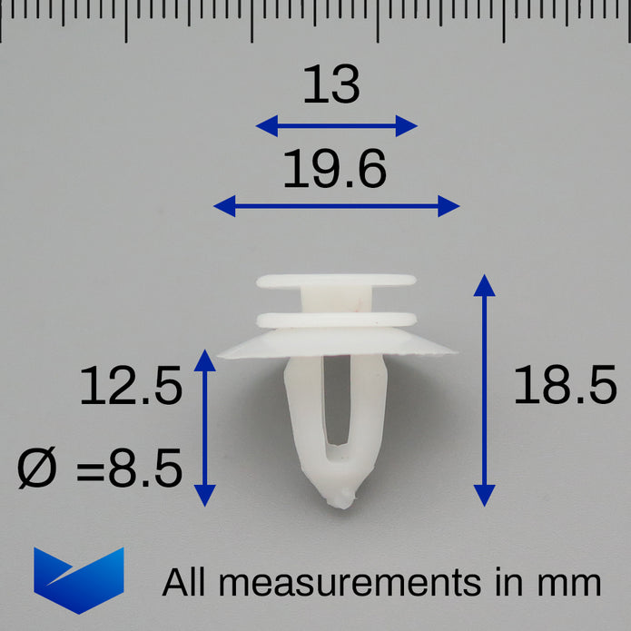 Interior Trim Panel Clip, 8mm Hole, White - image 2