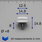 Door Card Retainer Clip, White & Grey - image 2