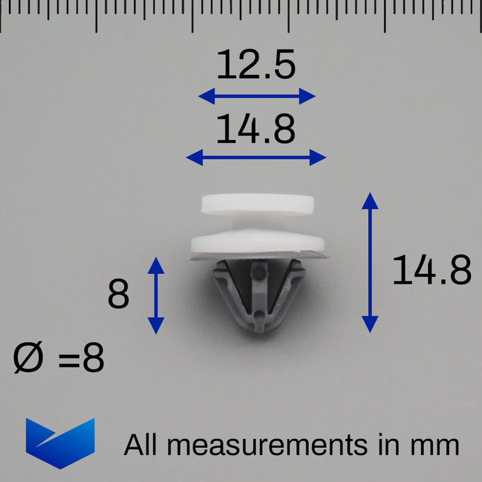 Door Card Retainer Clip, White & Grey - image 2