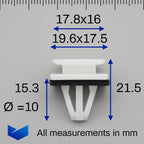 Side Skirt Clip, White with Washer - image 2