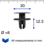 Push Fit Plastic Rivet, Black - image 2