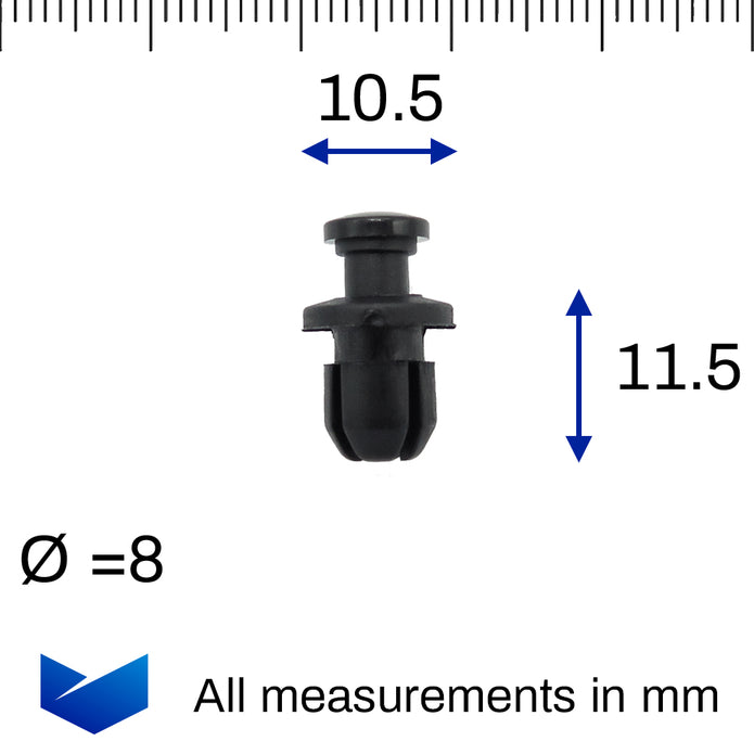Push Fit Plastic Rivet, 8mm Hole, Fairing and Wing Clips - image 2