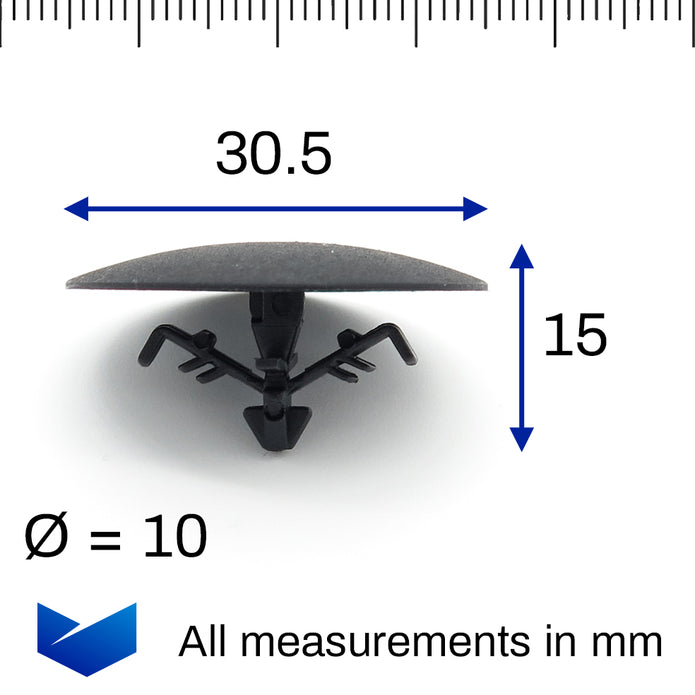 Plastic Retainer Clip for Bonnet Insulation, 30mm Head - image 2