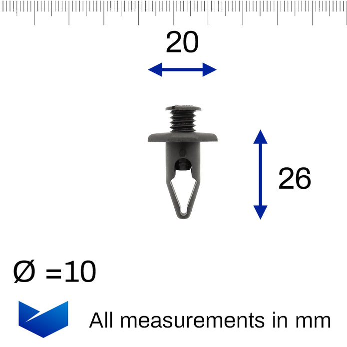 Plastic Rivet, Screw Fit, 10mm Hole, 20mm Octagonal Head - image 2