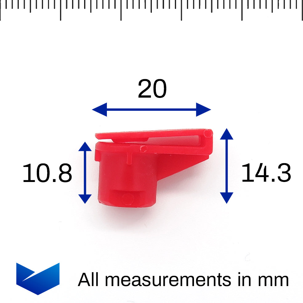 Plastic Fastener, Angled Grommet, Red - image 2