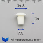 Plastic Grommet / Insert, White - image 2