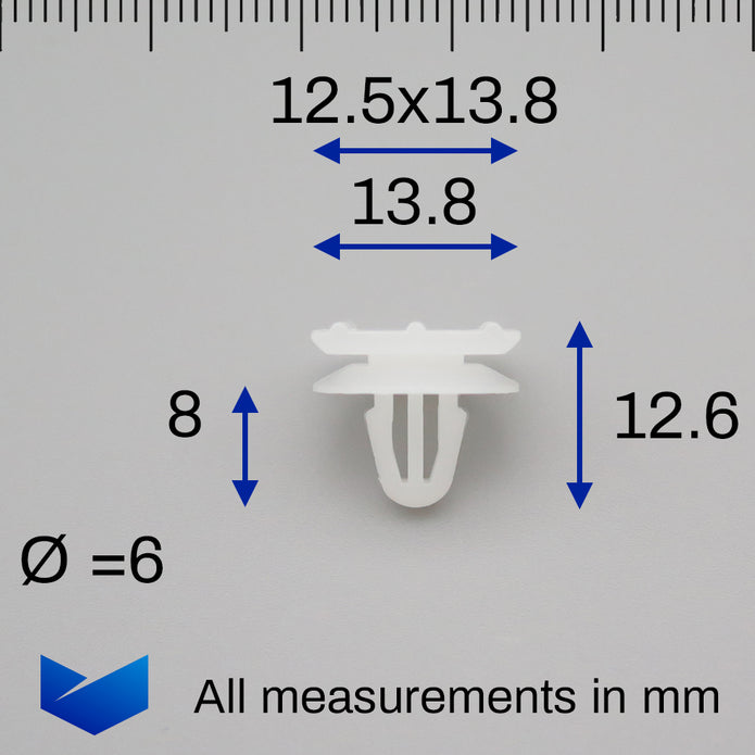 Plastic Trim & Moulding Clip, White with Washer - image 2