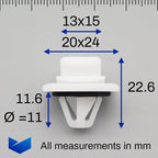 Plastic Trim & Moulding Clip, White with Washer - image 2