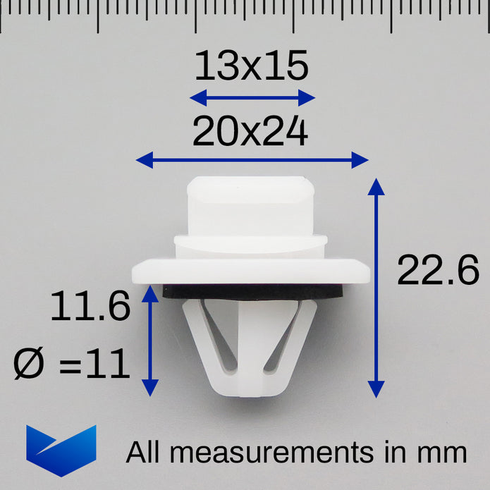 Plastic Trim & Moulding Clip, White with Washer - image 2