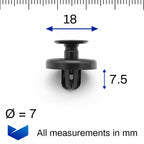Push Fit Plastic Rivet, Black, - image 2