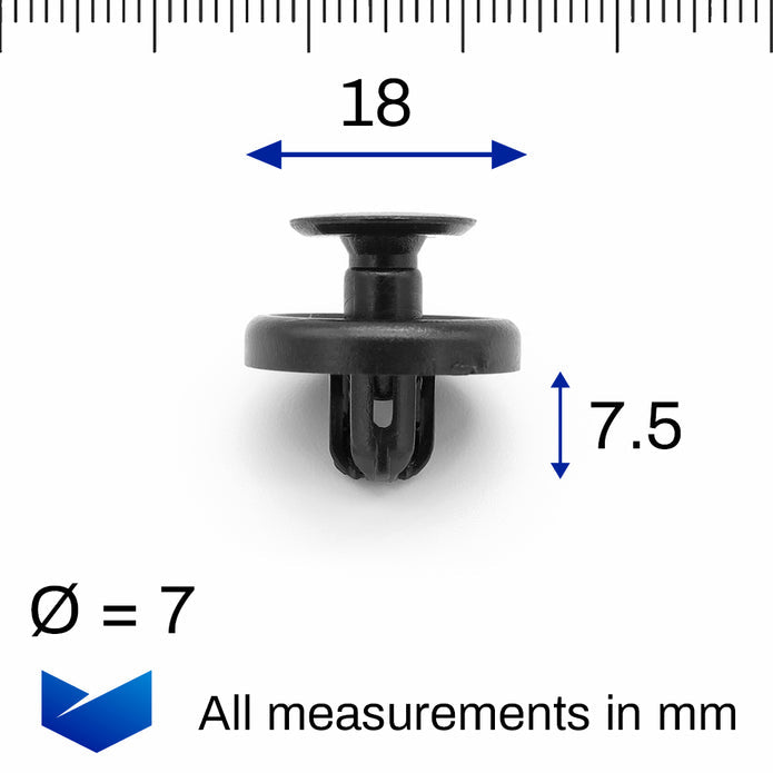 Push Fit Plastic Rivet, Black, - image 2
