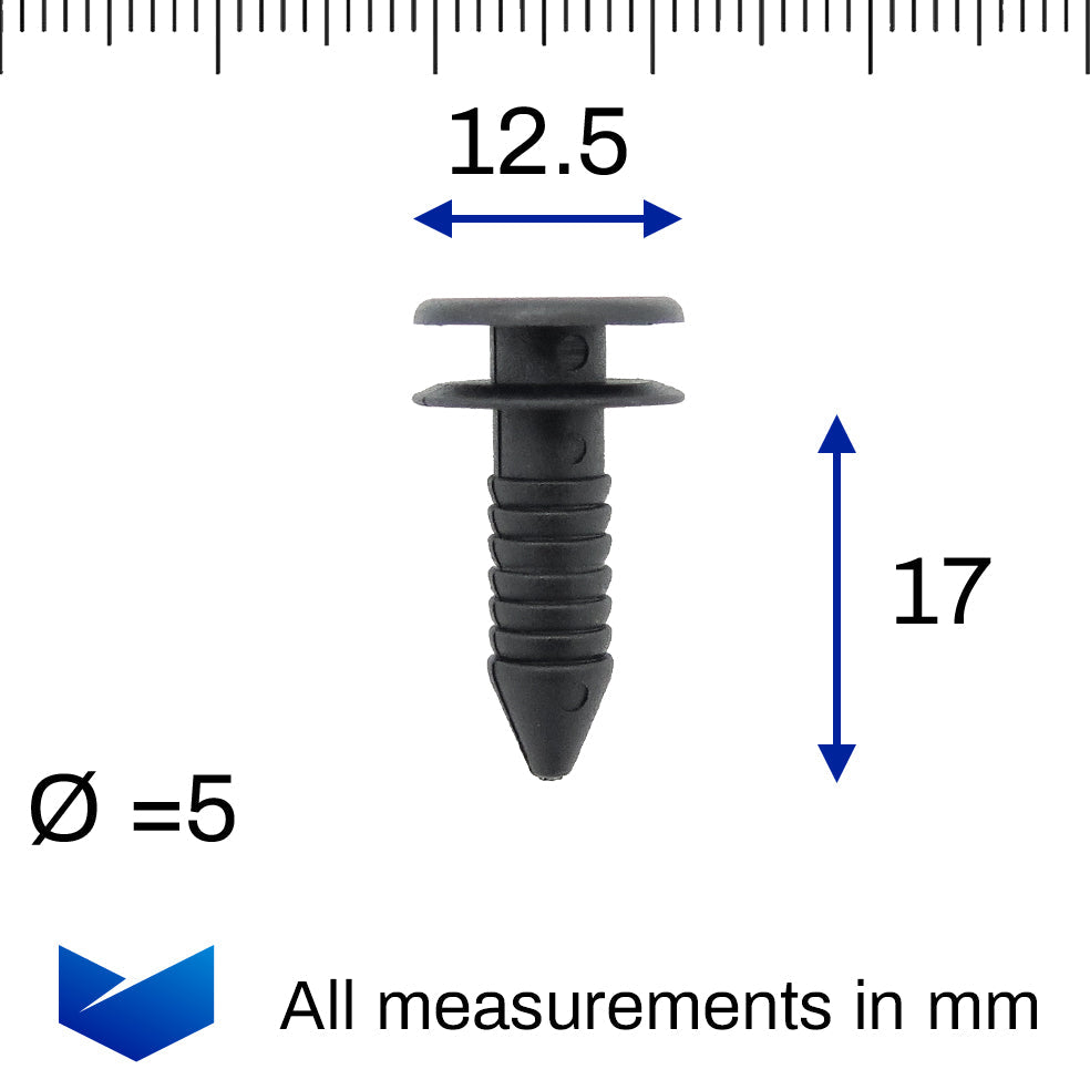 Plastic Fastener, Trim & Moulding Clip, Stud, Black - image 2