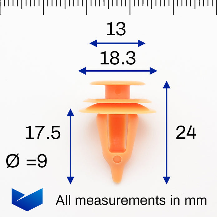 Interior Trim Panel Clip, Orange - image 2