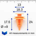 Interior Trim Panel Clip, Orange - image 2