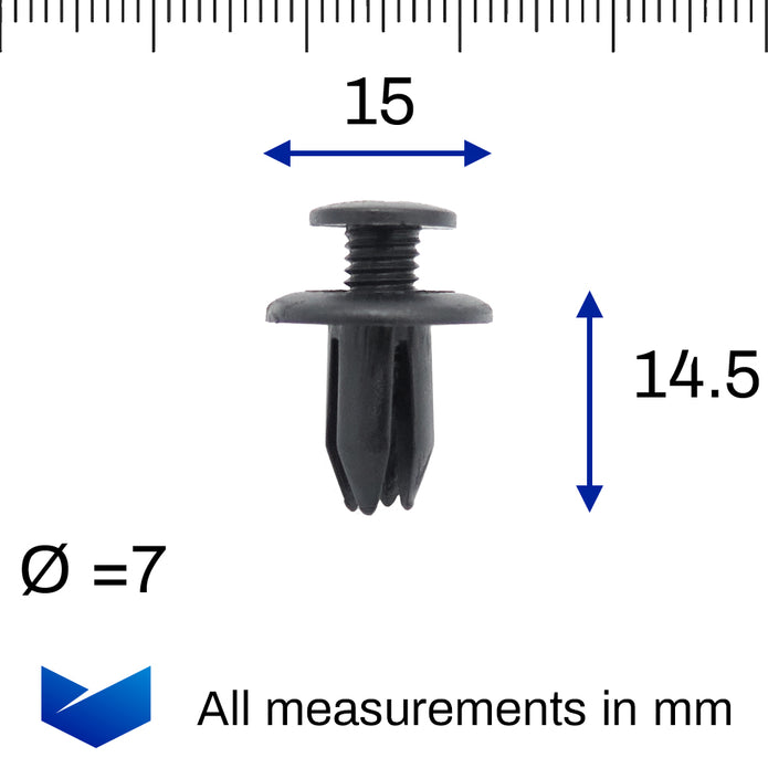 Screw Fit Plastic Trim Clip, Black - image 2