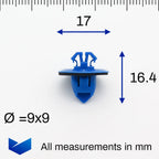 Sill Moulding & Wheel Arch Flare Clip, Blue - image 2