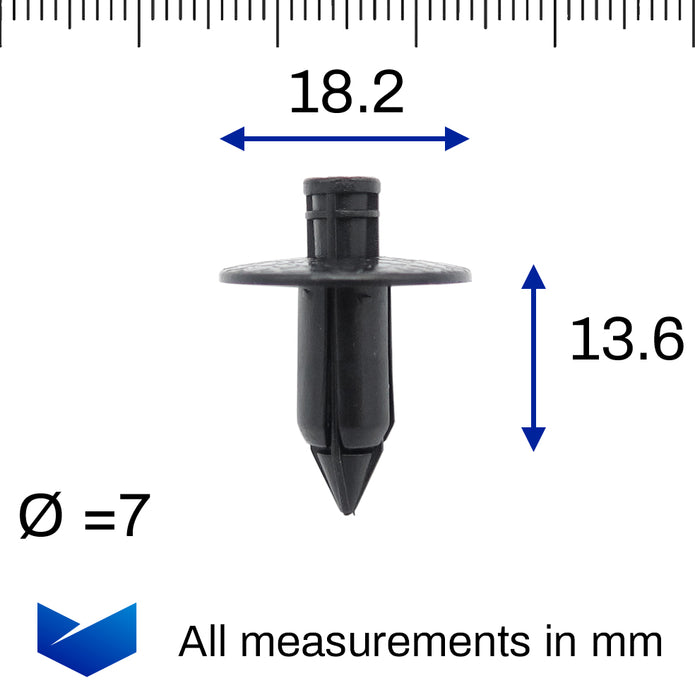 Push Fit Plastic Rivet, Black,,, - image 2