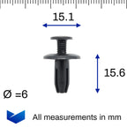 Screw Fit Trim Panel Clip, Black - image 2
