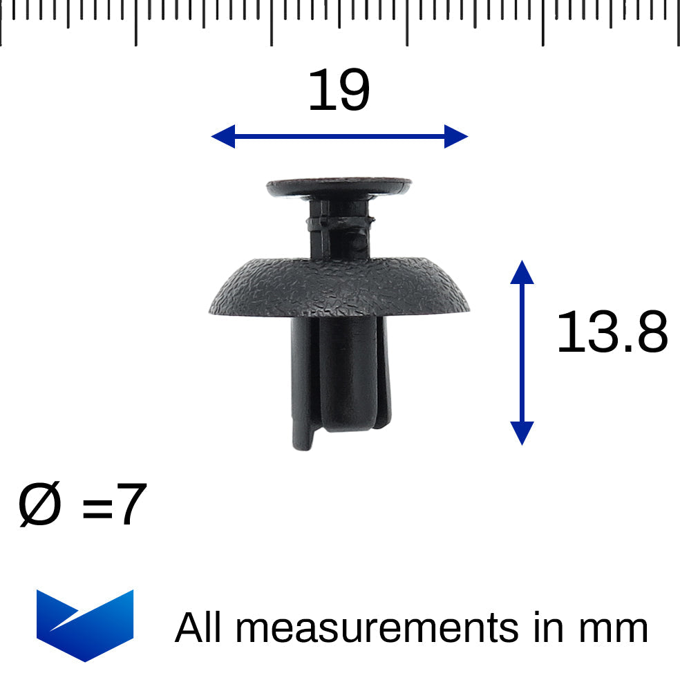 Push Fit Plastic Rivet, 7mm Hole, Black - image 2